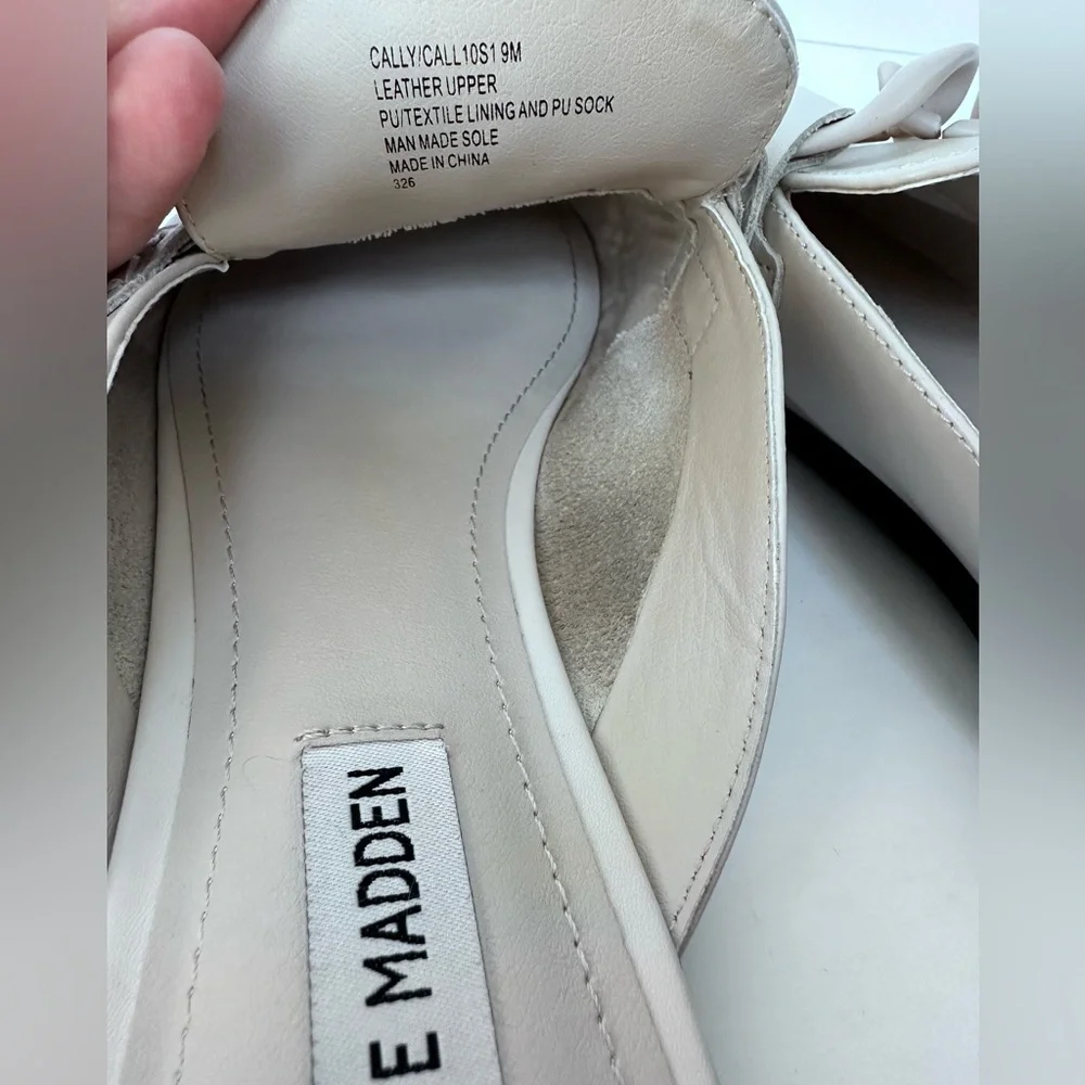 Steve Madden Women’s Cally Chain Mule Loafers - Neutral Beige Leather - Size 9